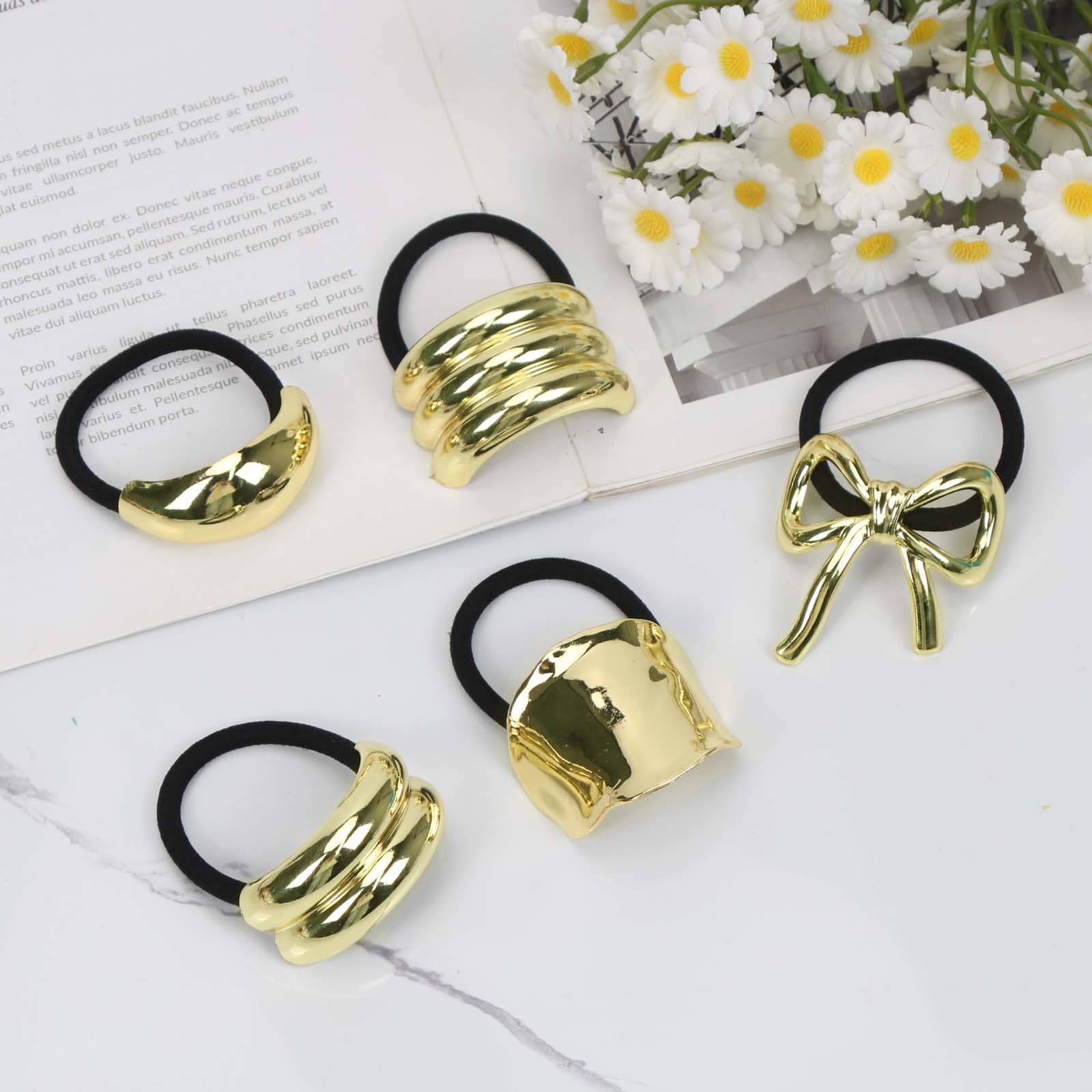 PAGOW 4 Cerchietti Per Capelli In Metallo: Fascette Oro E Argento A Onda, Accessori Moda Elastici E Confortevoli Per Donne E Ragazze