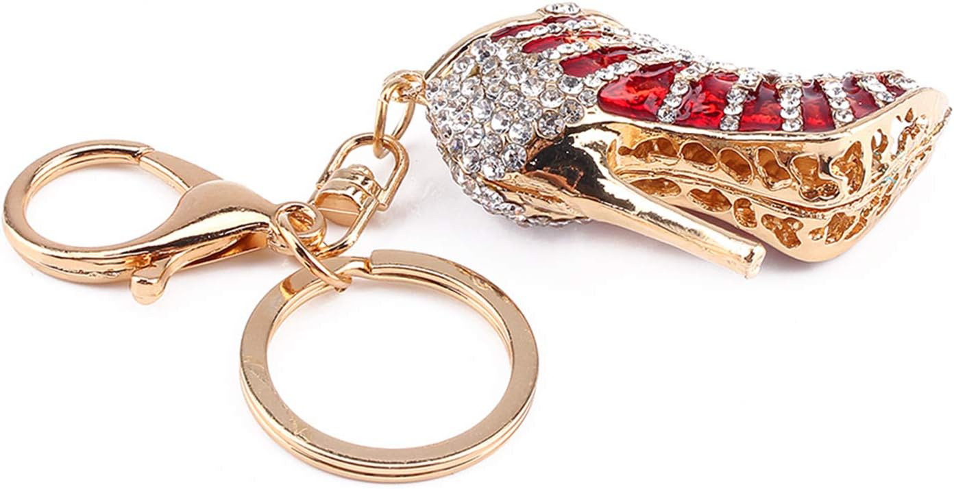 Jeanoko Keychain Bag Key Chain New Crystal Shoe High Heel Pendent Rhinestone Key Purse Bag Keyring Chain Gift - Image 5