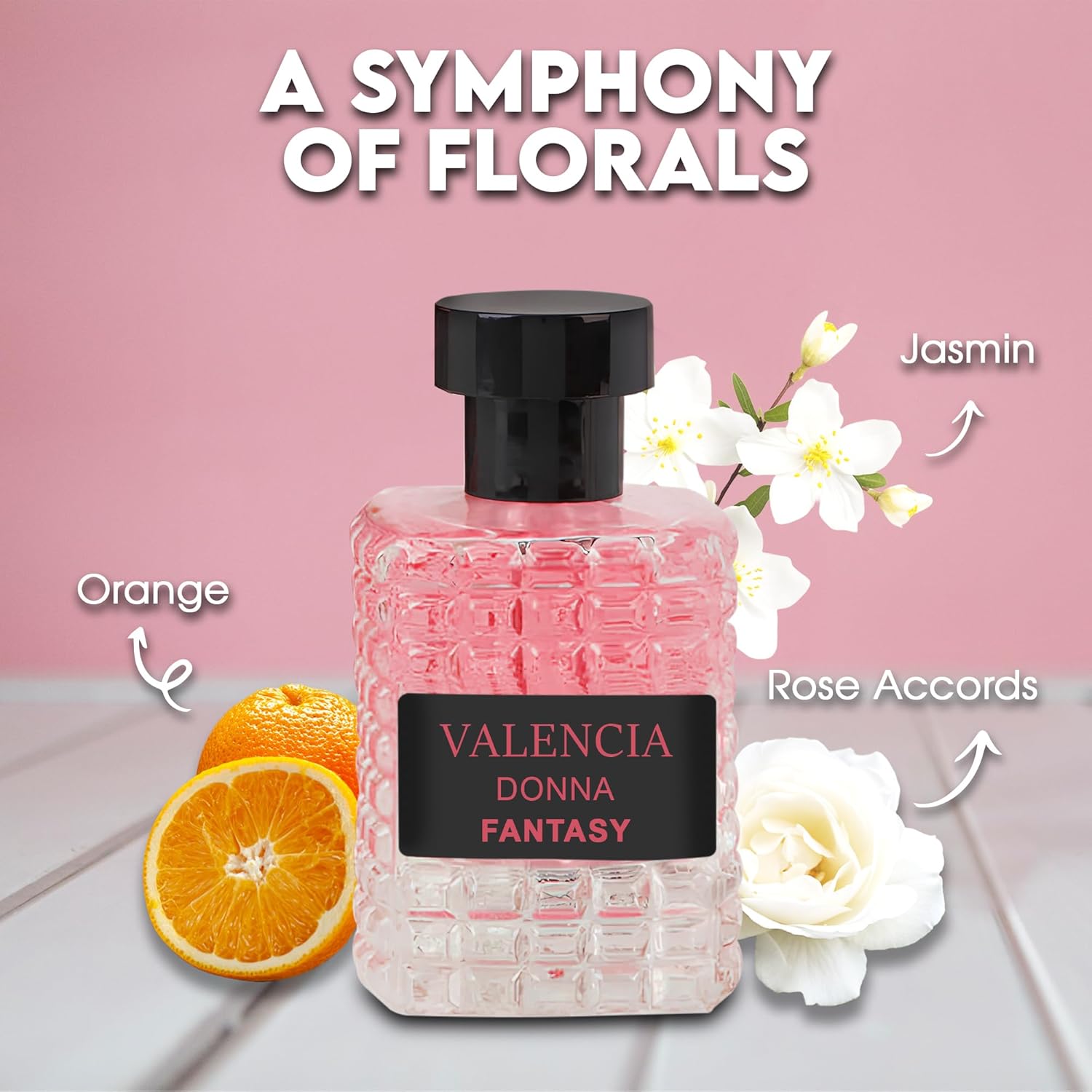 Valencia Fantasy Couple Set Perfume for Women/Men Eau De Parfum-Amber Floral Jasmine,Bourbon Vanilla&Woods Oriental-Floral Women/Men Cologne with a Modern Twist Elegant 100ml for Best Gift - Image 3