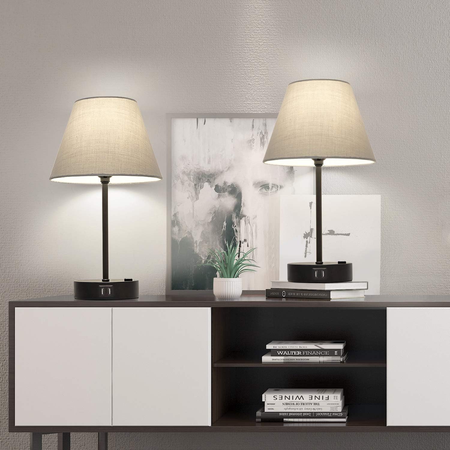 Wееklу Tор Sаlе Touch Control Table Lamp Set of 2, Small Bedside Lamp with 2 USB Ports and AC Outlet, 3 Way Dimmable Nightstand Lamp Modern Gray Shade Simple Desk Lamp for Bedroom, Office or Dorm, LED Bulb Included Lоwеѕt Prісе Touch Control Table Lamp Set of 2, Small Bedside Lamp with 2 USB Ports and AC Outlet, 3 Way Dimmable Nightstand Lamp Modern Gray Shade Simple Desk Lamp for Bedroom, Office or Dorm, LED Bulb Included