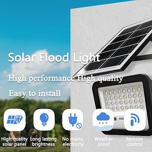 Miniatura 3 de Anern Luz de inundación solar para exteriores, 6500 K, reflectores blancos brillantes, IP65 impermeable, luz de seguridad de energía solar, del