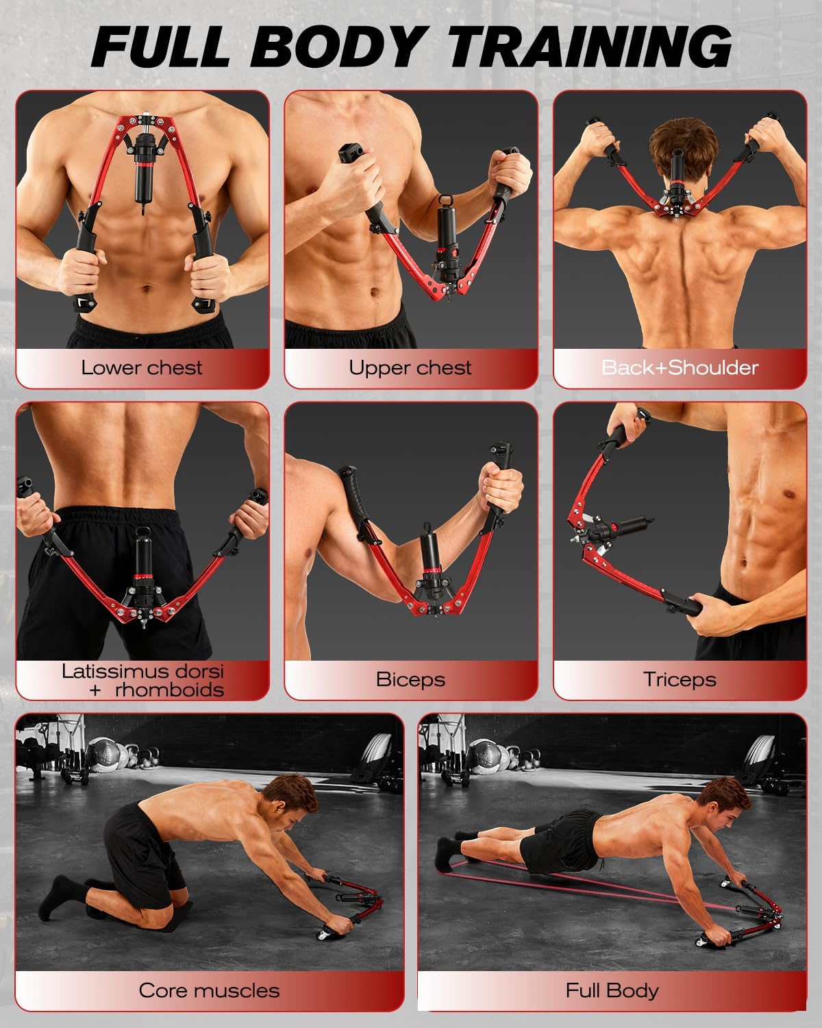 Saker Twister Arm Trainer, 3-in-1 Hydraulic Chest Workout Equipment with Ab Roller Wheel, Adjustable 22-440lbs Arm Trainer for Men & Women, Home Gym for Full Body Training