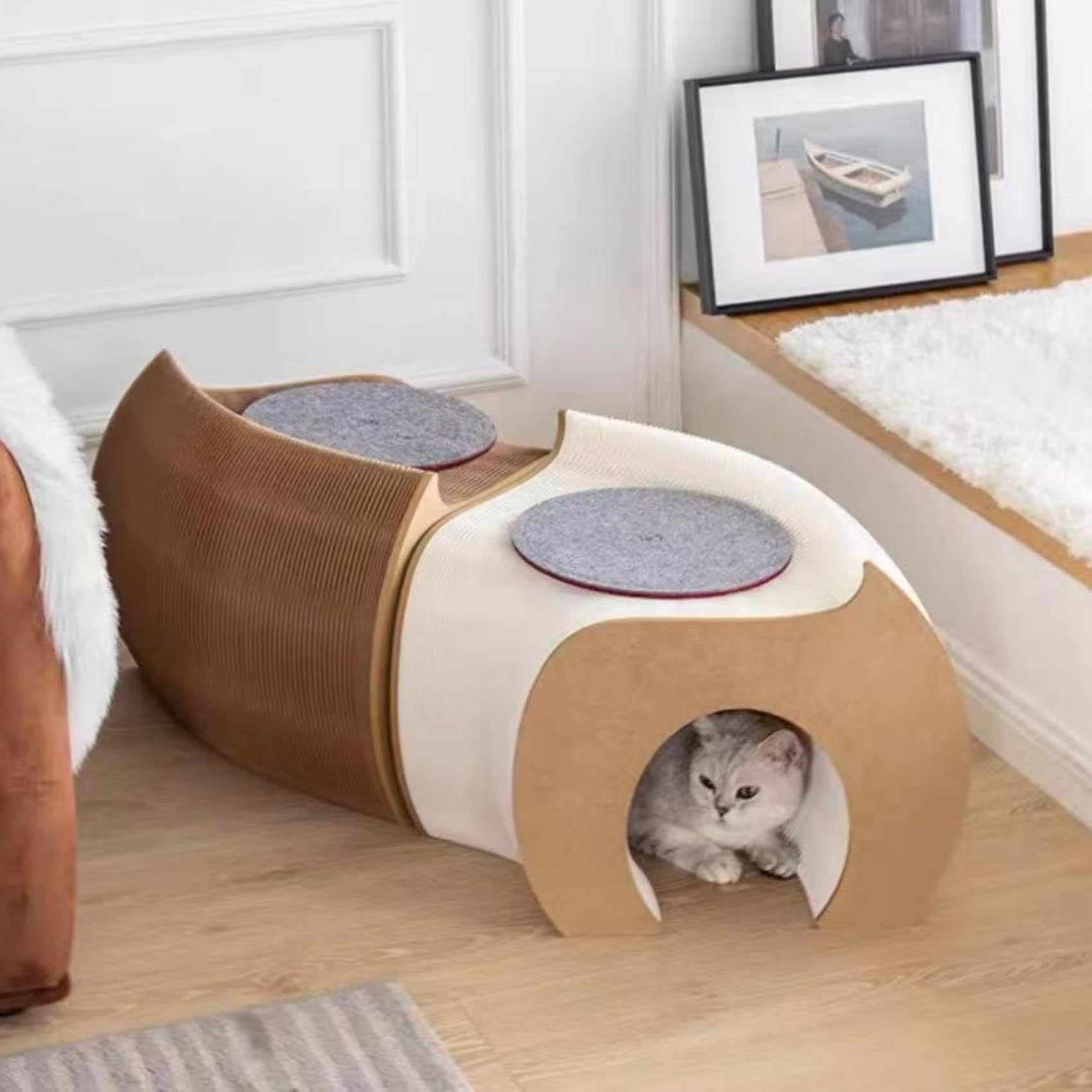 Amazon.co.jp: Uhetoice キャットハウスベンチ 折る猫のトンネルの