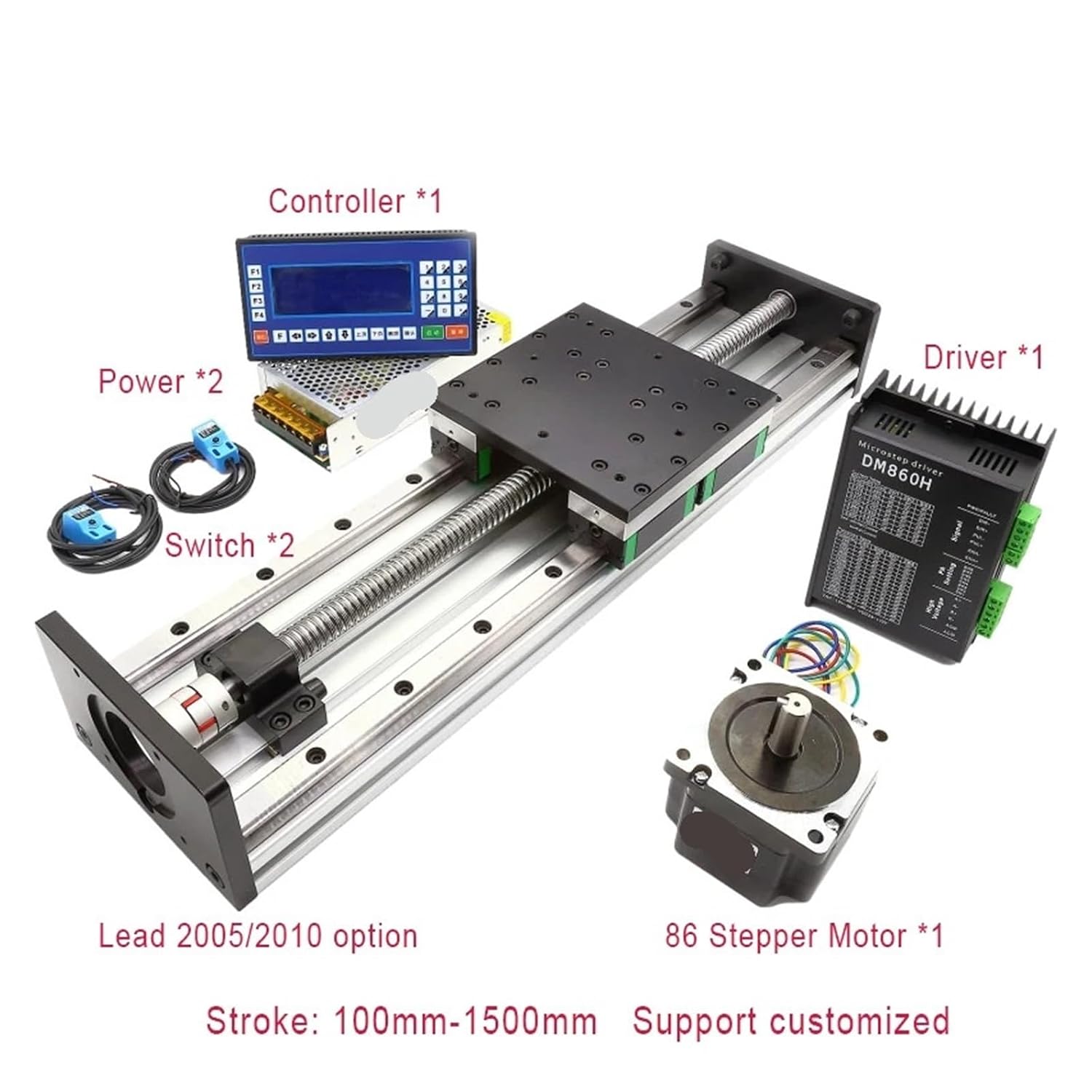 Nema34 Motor Heavy Duty Ball Screw Linear Bearing Guide Motion Double Rail Slide Manual Linear Shaft Actuator Module Table