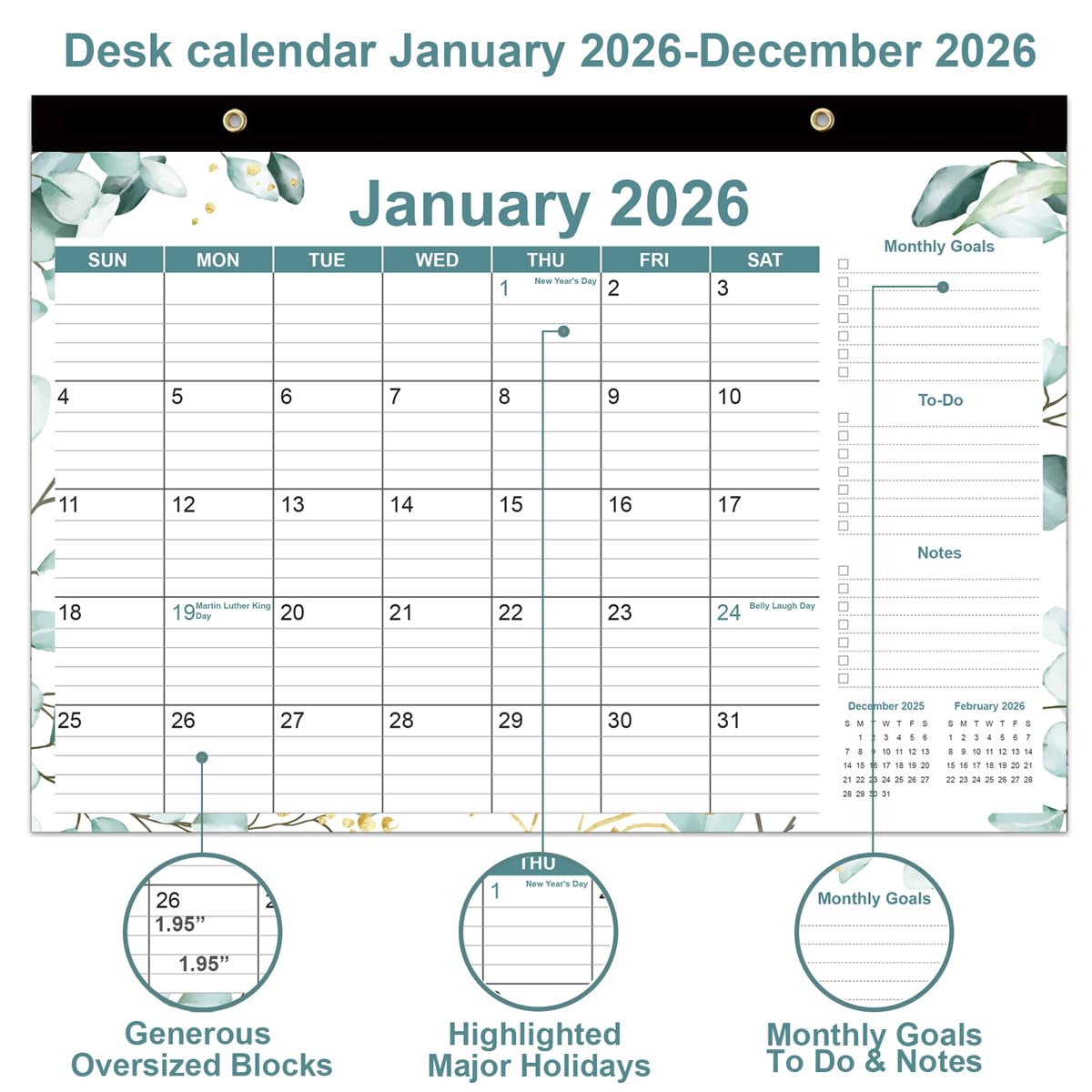 Snapklik.com : 2026 Desk Calendar - 12 Months Calendars From January ...