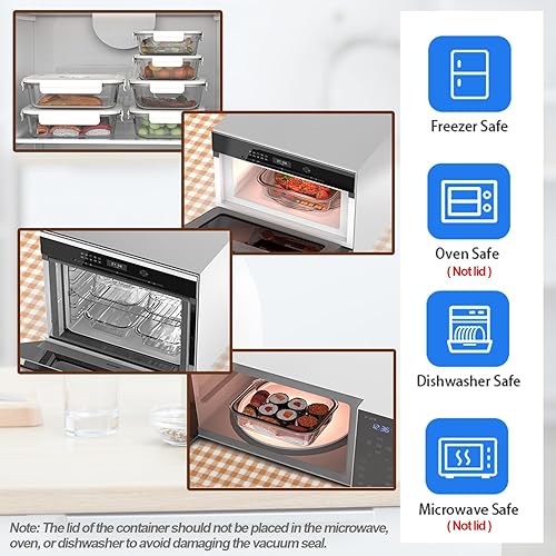 Miniatura 6 de 17 recipientes de vidrio borosilicato para almacenamiento al vacío de alimentos, sellado al vacío, herméticos, almacenamiento de cocina en despensa,