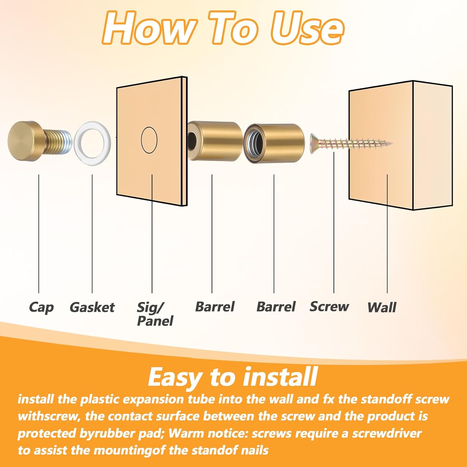8 Sets Standoff Screws Stainless Steel Advertising Screws Kit Standoff Mounts Black Sign Standoffs Metal Hardware Sign Mounting Hardware for Hanging Acrylic Picture Frame(1/2 x 0.79 Inch)