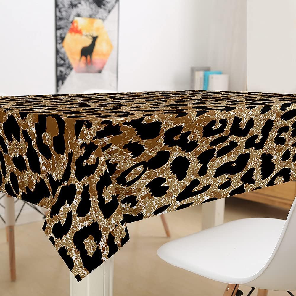 Tovaglia Antimacchia Rettangolare/Quadrata Stampa Leopardata, Tovaglie da Tavolo Impermeabile Poliestere Marrone 3D, per Natalizia Cucina Feste Giardino, 200x200 cm A/B312
