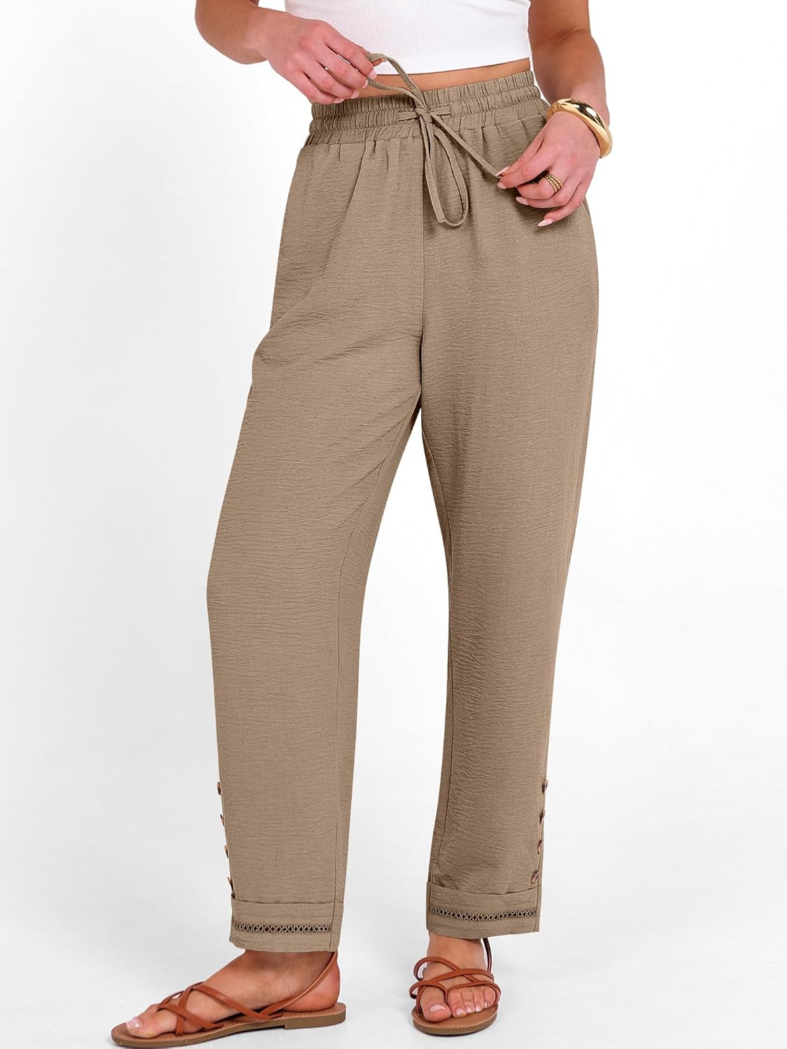 ANRABESS Womens Casual Cropped Pants Drawstring Elastic Waist 2026 Summer Loose Ankle Work Trousers with Pockets - Image 8