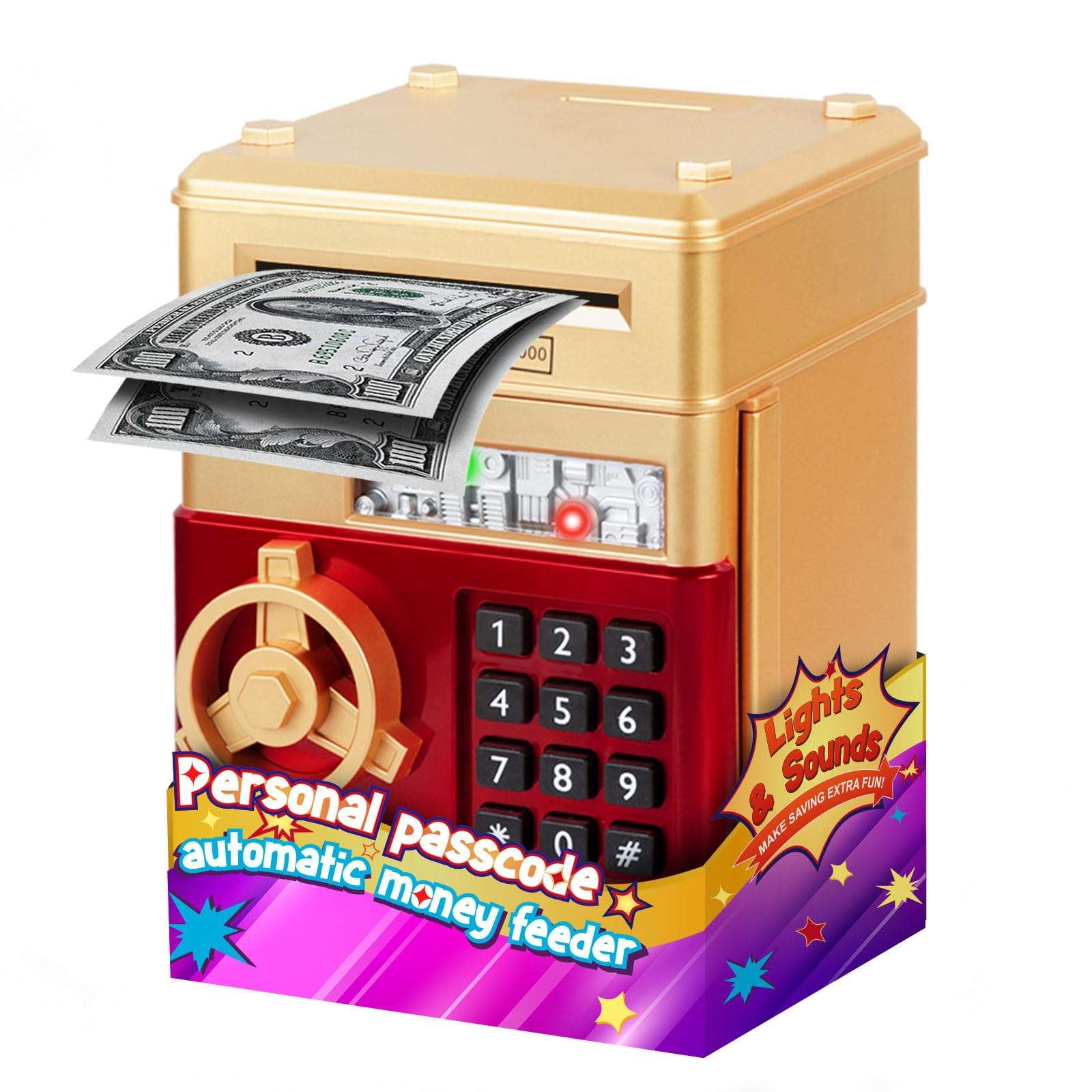 Refasy Piggy Bank Cash Coin Can ATM Bank Electronic Coin Money Bank for Kids Age 3-12, Money Savings Box Mini ATM Coin Bank Toys Gifts for 3 4 5 6 7 8 9 10 11 12 Year Old Boys Girls — Amazon image 6