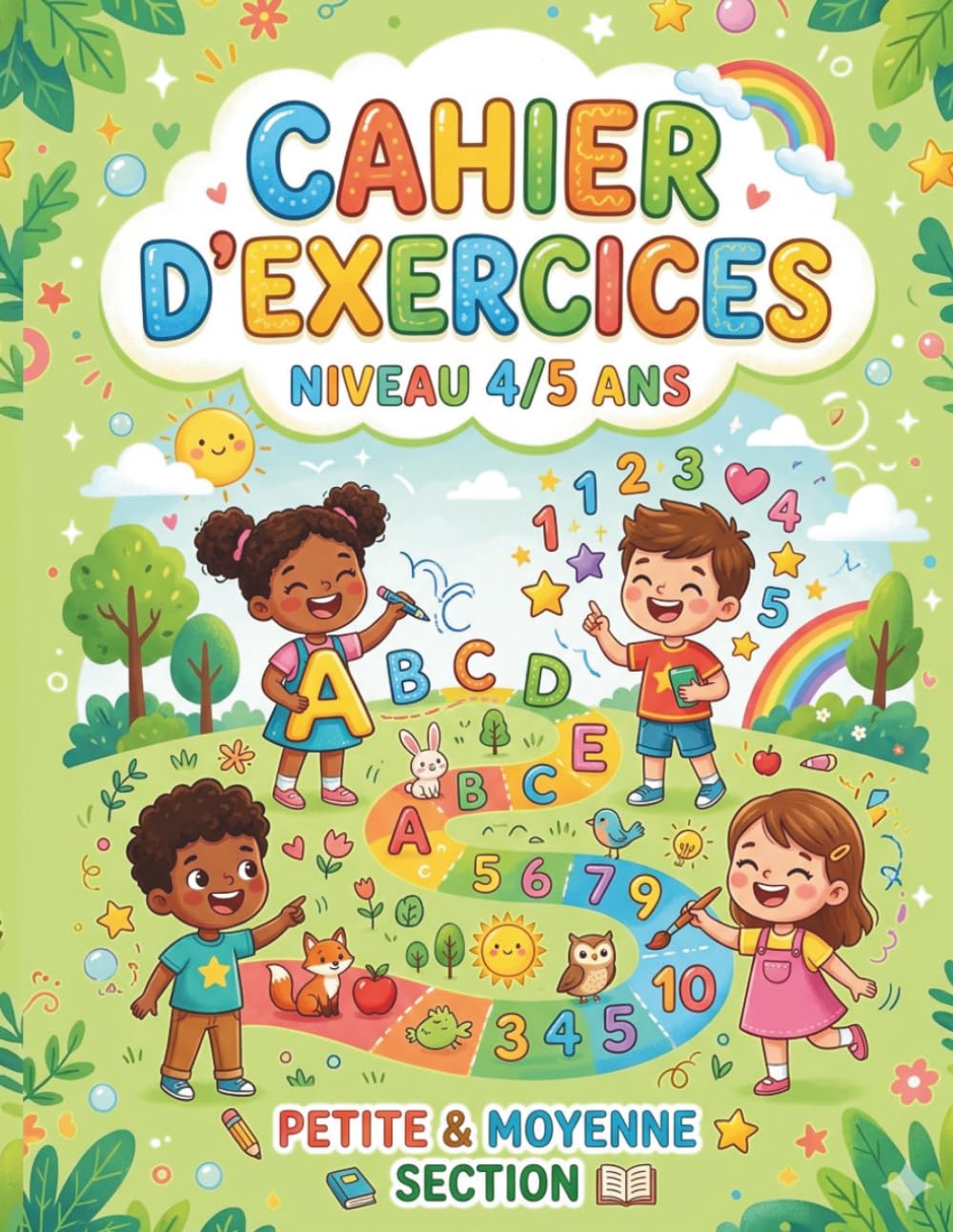 Cahier d'Exercices – Niveau 4/5 ans: Petite & Moyenne Section – Lettres, chiffres, formes et couleurs – Apprendre en s'amusant dès la maternelle