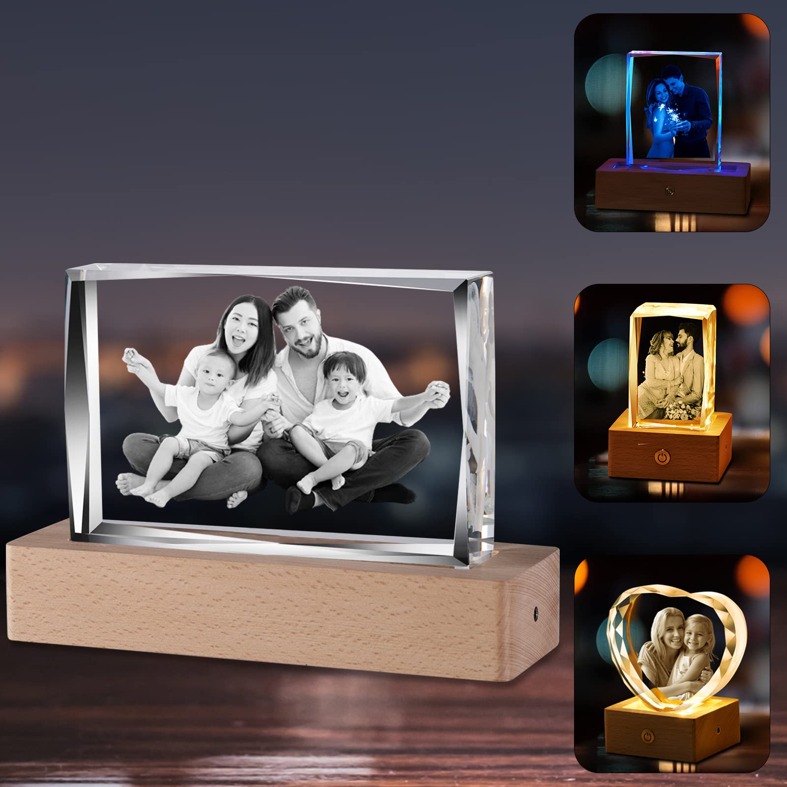 YanNanKe Custom Laser Engraved 3d Crystal Photo Personalised Etched Crystal with Image,Photo Customised Gifts for Father's Day,Birthday,Anniversary