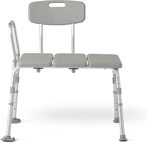 Dr. Dunley Tub Transfer Bench, 400 lb Capacity Bath & Shower Seat, Tool-Free Assembly, Anti-Slip Suction Feet, Lightweight Frame, for Seniors & Mobility Assistance