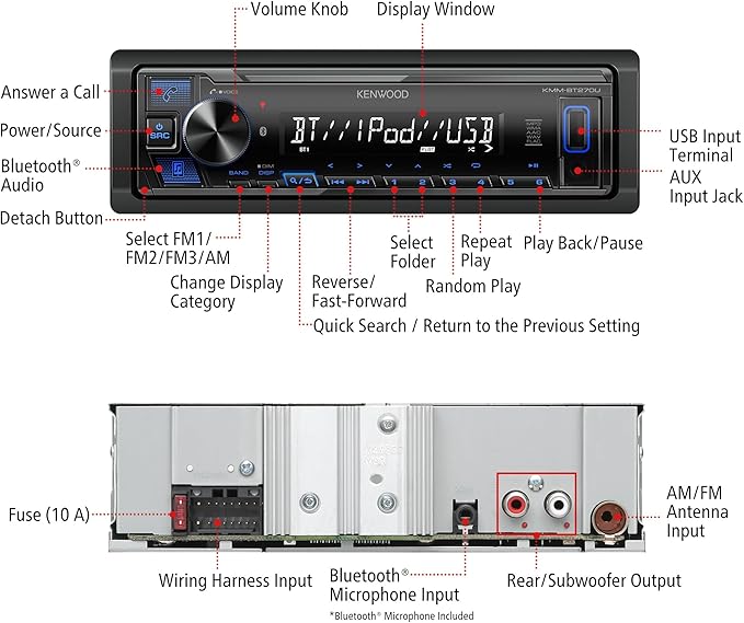 Kenwood KMM-BT270U Receptor de Medios Bluetooth para Auto miniatura 4