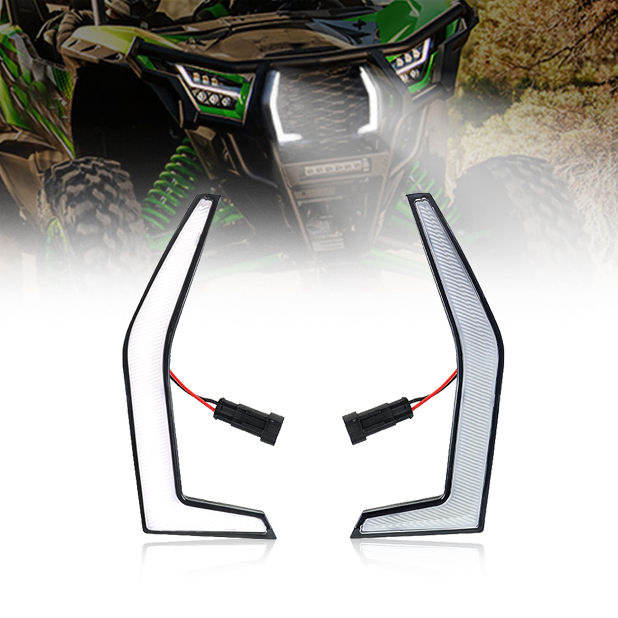Akmties KPX Fang Lights white for Kawasaki Teryx KRX 1000 2020-2025 Accent Grille Daytime Light LED White with Kawasaki Teryx KRX KRX4 Accessories (2PCS)