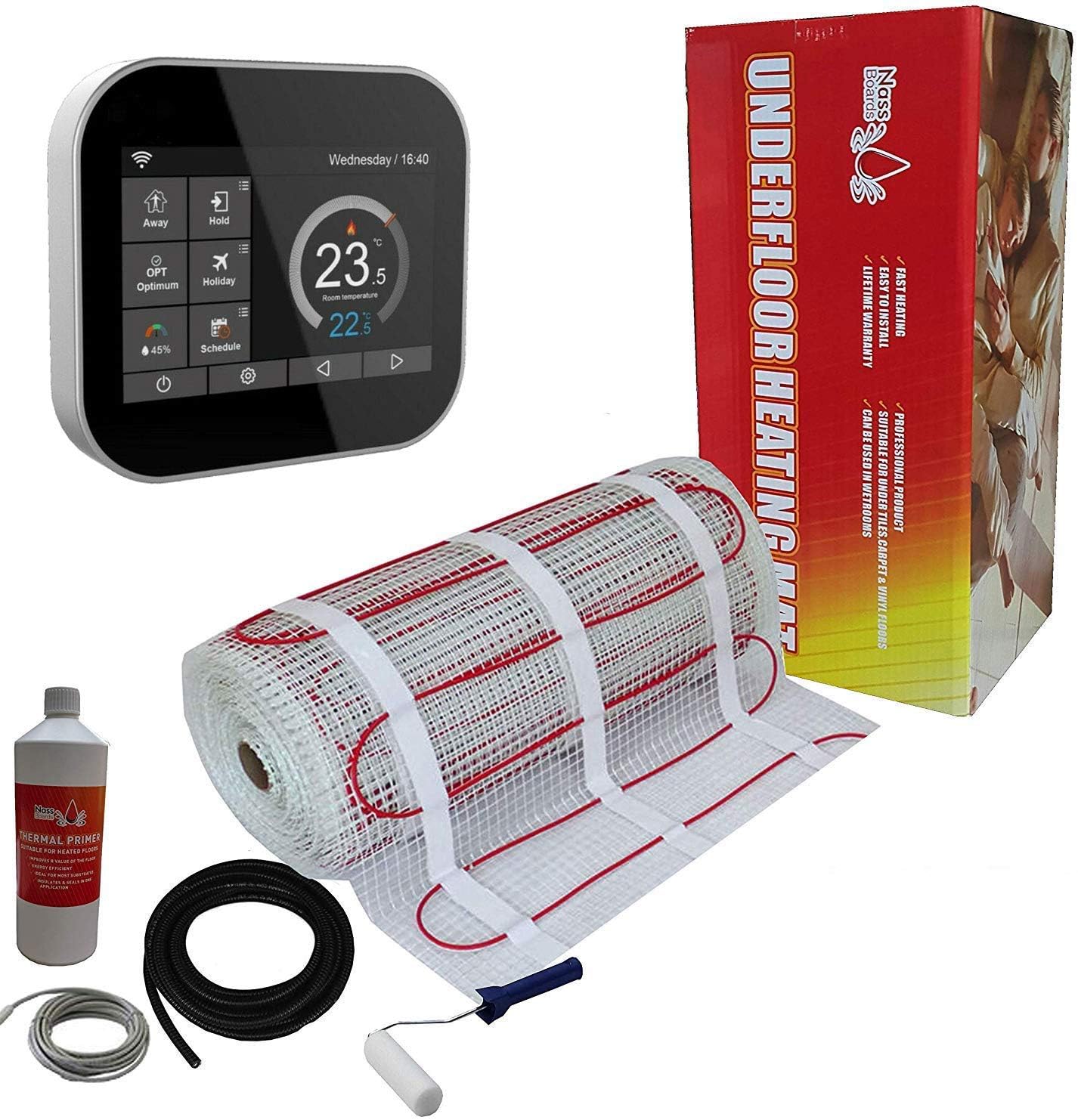 Electric Underfloor Heating kit 150w - 17.0m2 - Black Smart WiFi Thermostat