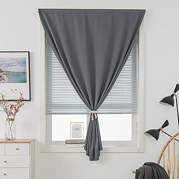 SAZDFY Self-Adhesive Curtains,Portable Blackout Curtains Thermal Lnsulated Drapes,Room Darkening Window Curtains for Kitchen Bedroom,Easy to Install180x180cm71x71inch, Gray
