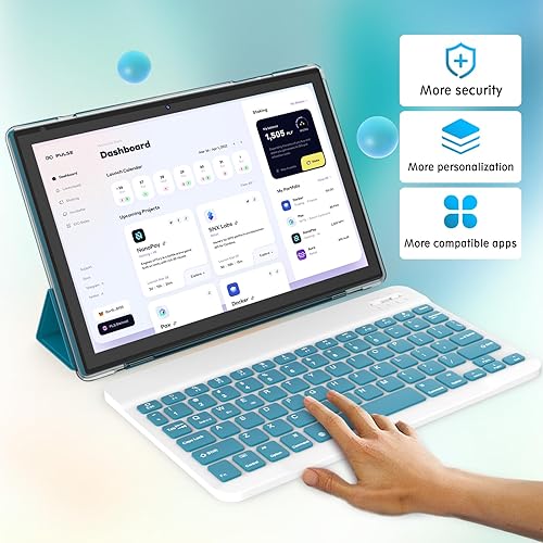 Miniatura 3 de IWEGGO Tablet Android 15 con funda, 10 pulgadas 12GB RAM+64GB ROM1TB computadora expandible, tabletas de cámara de 8MP, procesador de cuatro núcleos