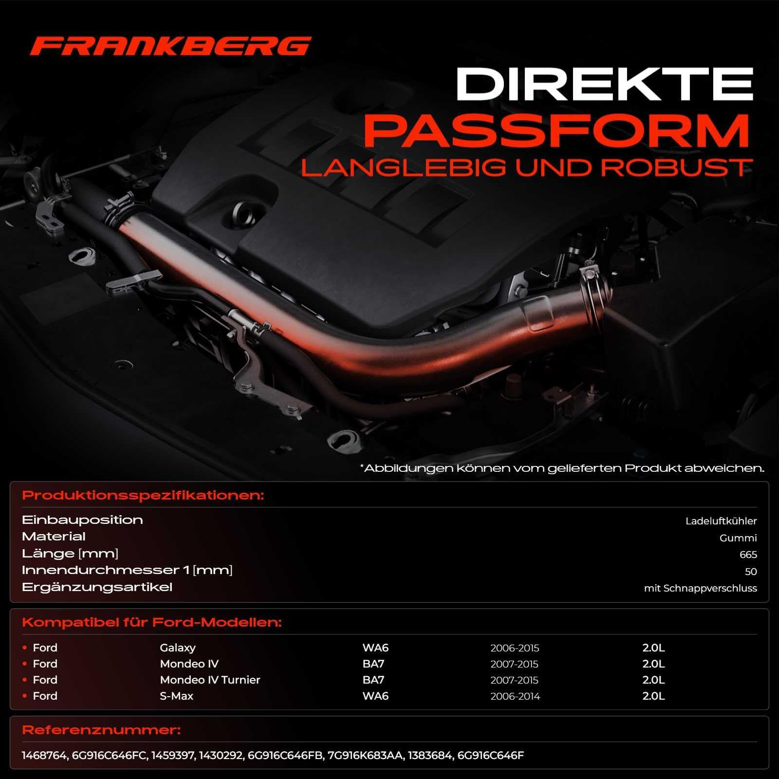 Ladeluftschlauch Turboschlauch für Galaxy S-Max WA6 Mondeo IV Stufenheck Turnier BA7 2.0 TDCi Diesel 2006-2015