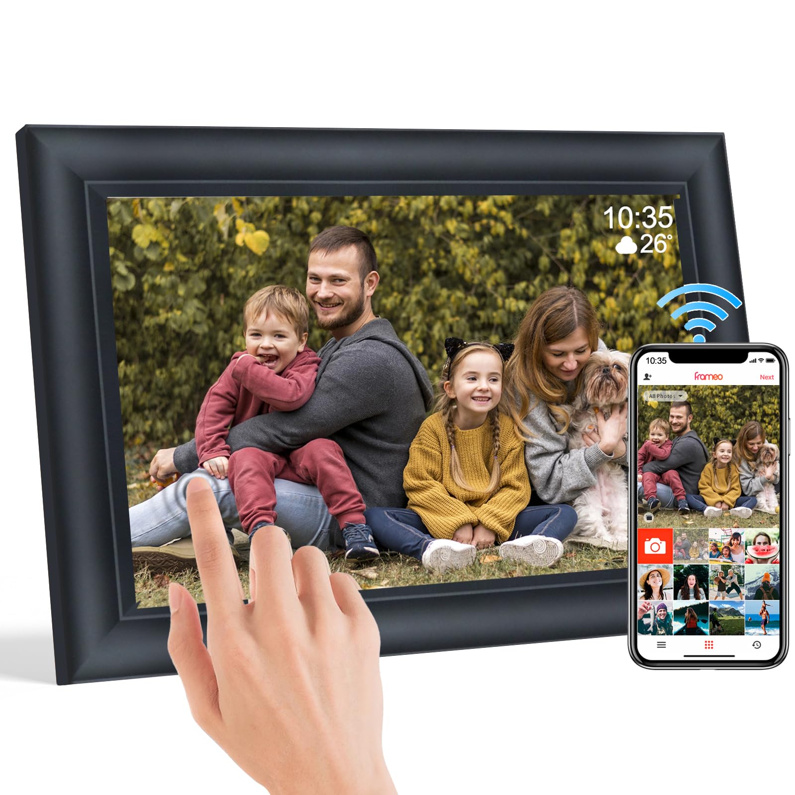 TSITSC 10,1 Zoll WiFi Digitaler Bilderrahmen, 1280x800 HD IPS Touchscreen Digital Photo Frame & Elektronischer Bilderrahmen mit 32GB Speicher, Auto-Rotate, Fotos/Videos sofort über Frameo APP Teilen