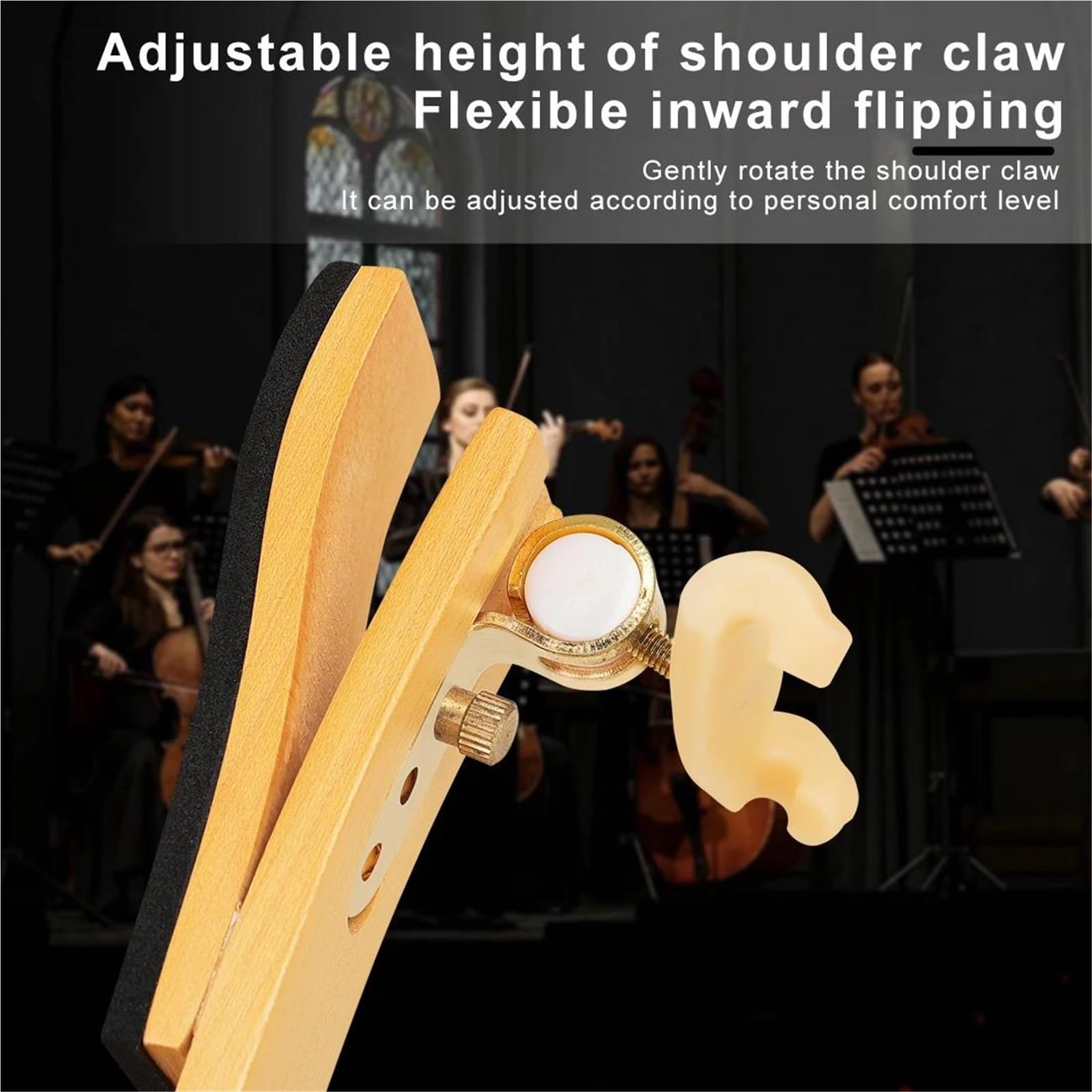 Poggiaspalla per violino Astonvilla 4/4 AS-02 Accessorio professionale per mentoniera regolabile parti di violino | Poggiaspalla per violino(4 4-3 4--Gold)