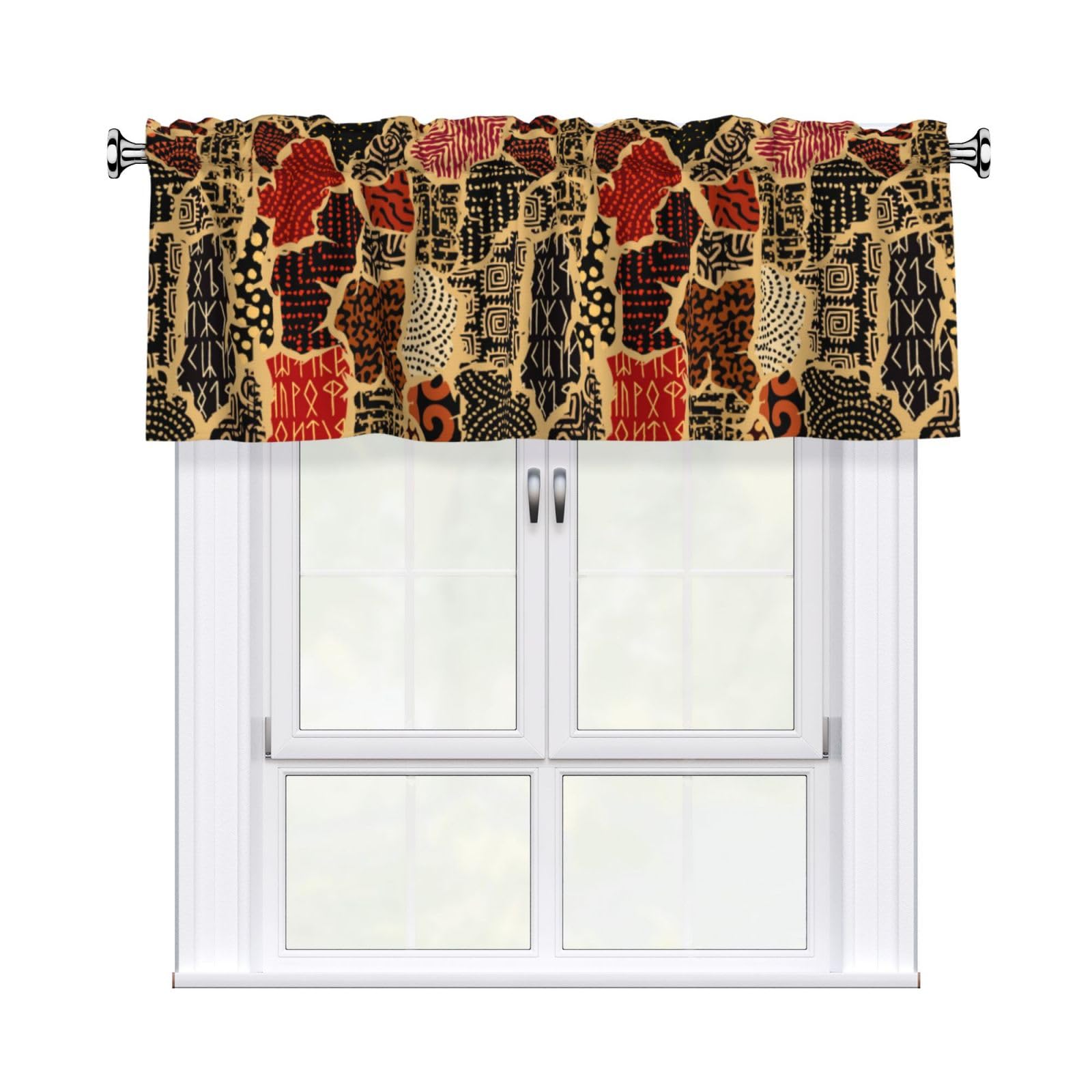 Noble Ren Geometric In African Ethnic Style Short Curtain Valance 54x18in For Kitchen Bathroom Cafe Living Room Decoration