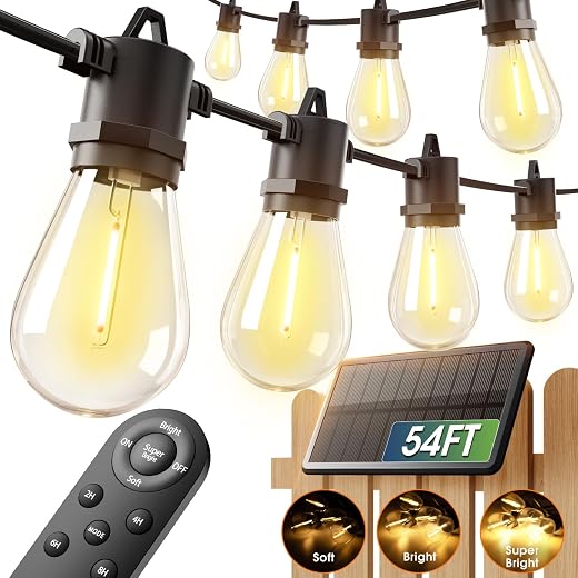 addlon 54FT(48+6) Solar String Lights Outdoor Waterproof with USB Charging & Remote...