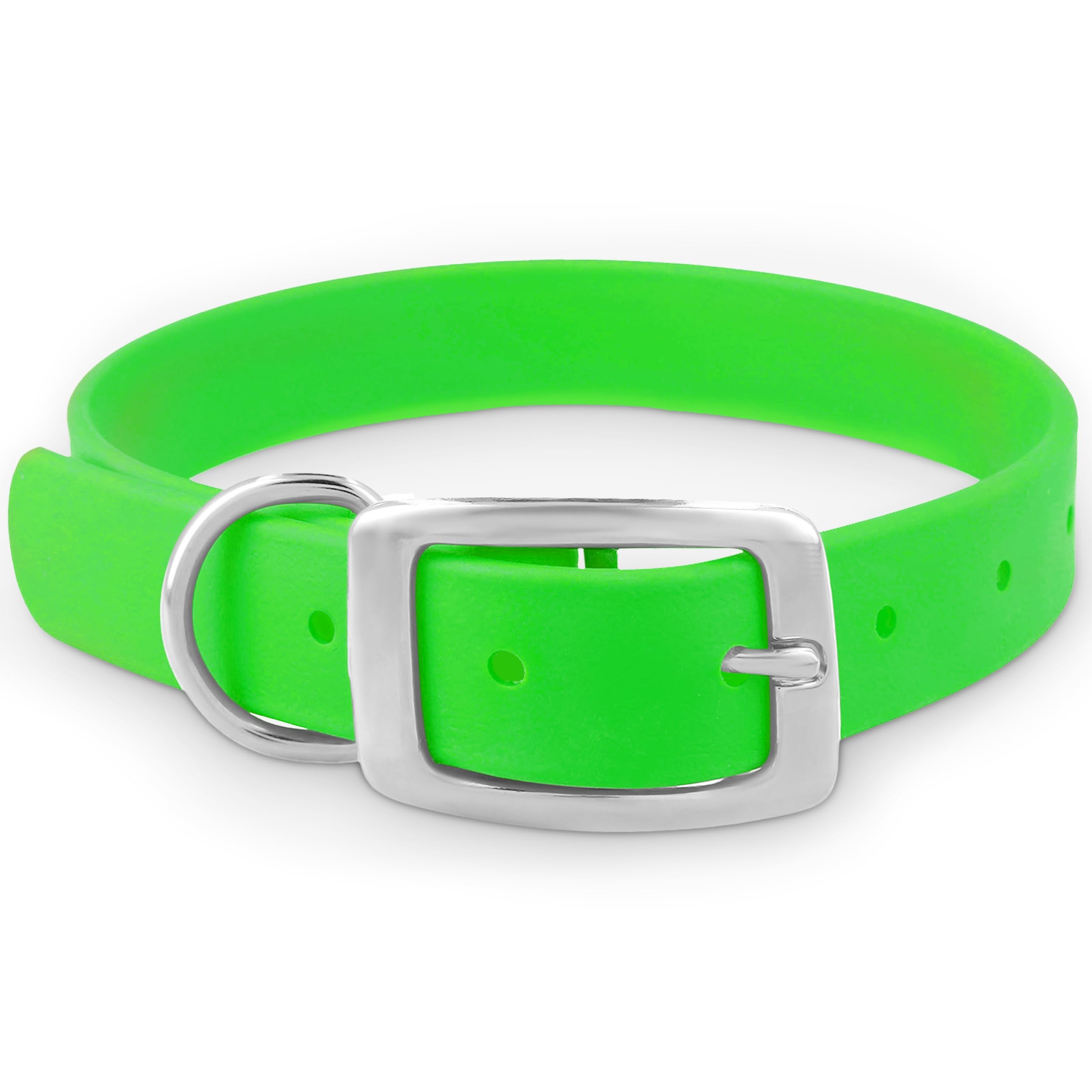 Collier de chien imperméable vert avec sangle en vinyle pour taille moyenne