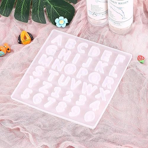 Miniatura 4 de Moldes de fundición de resina de alfabeto de silicona de 26 letras para jabón epoxi de 5.315 x 5.315 in para resina epoxi UV, manualidades, resina