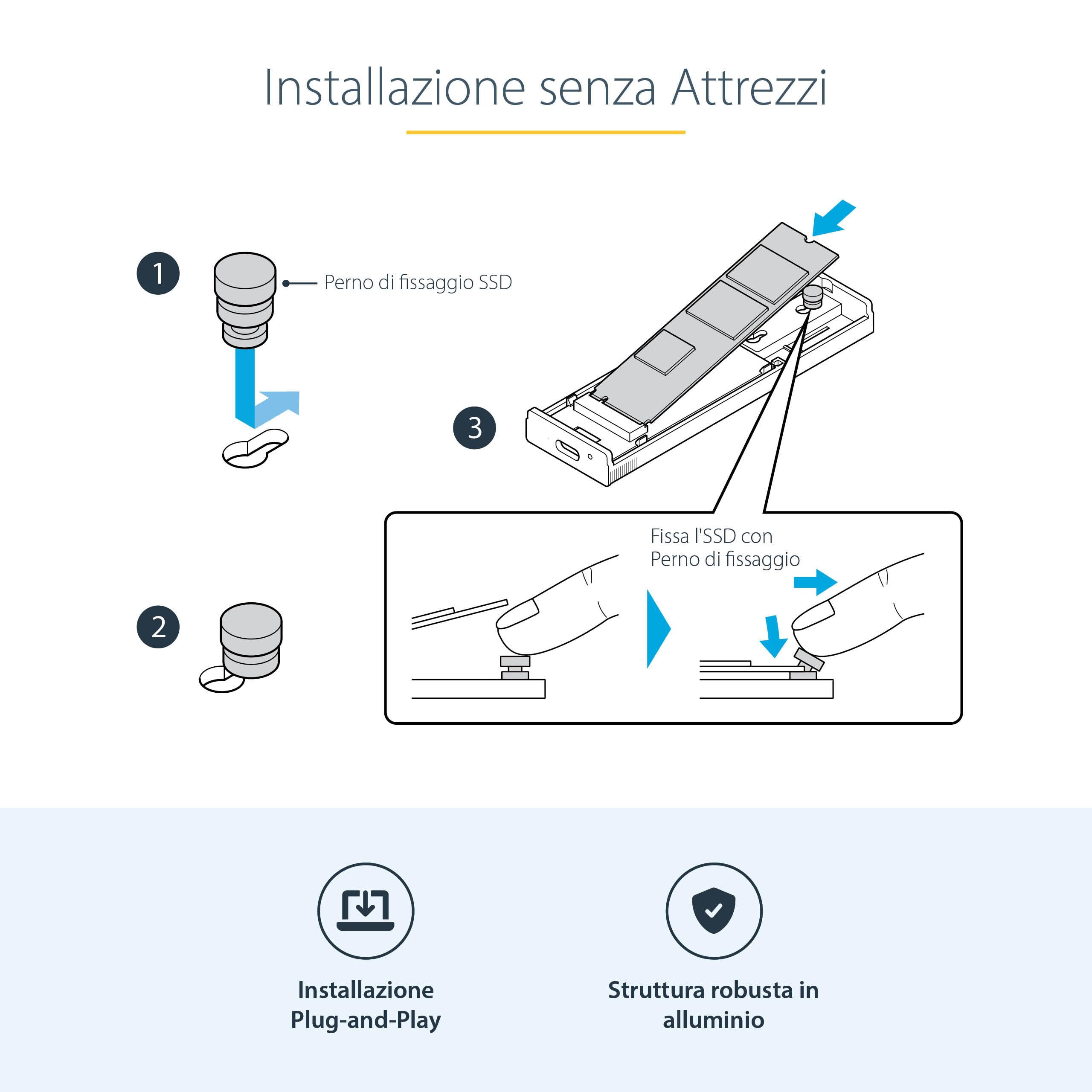 StarTech Box SSD M.2 NVMe o SATA, USB-C 10Gbps (M2-USB-C-NVME-SATA) | Include Cavi USB-C e USB-A, Supporta 2230/2242/2260/2280, Case in Alluminio