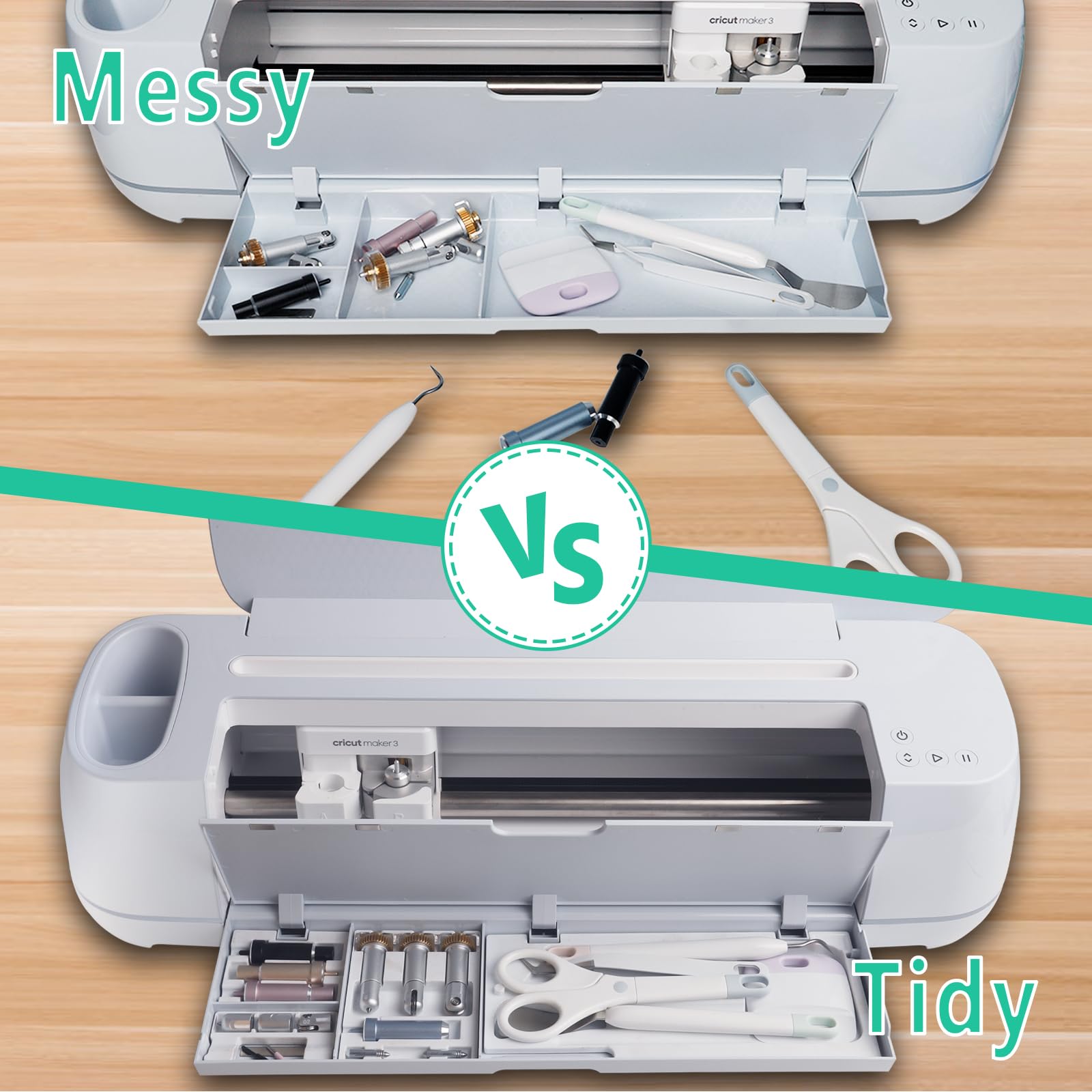 TVIOX Tool Storage Insert Compatible with Cricut Maker 3 & Maker, Drawer Weeding Tools Kit Tray, Blades Housing Quickswap Tip Accessories Organizer, White (Blades Housing and Tools not Included)