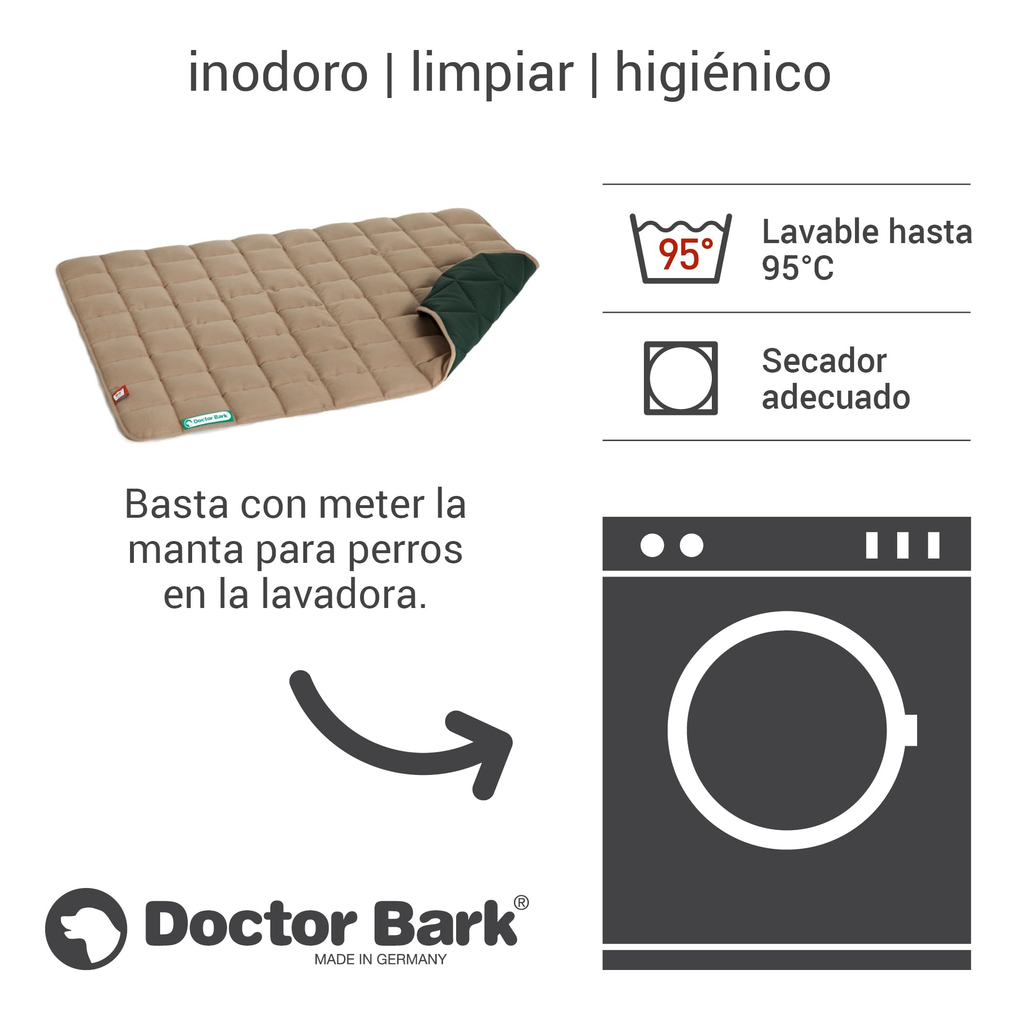 Doctor Bark Manta para Perros - Suave e hipoalergénica, Resistente a los arañazos y Duradera, Lavable a 95°C - Disponible en Diferentes tamaños y Colores(L, Caramel/Verde)