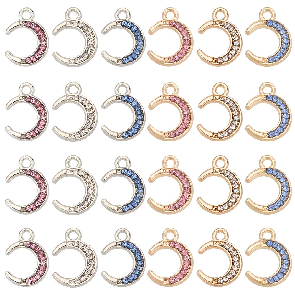 Pendentifs croissant de lune strass zircone pour fabrication de bijoux