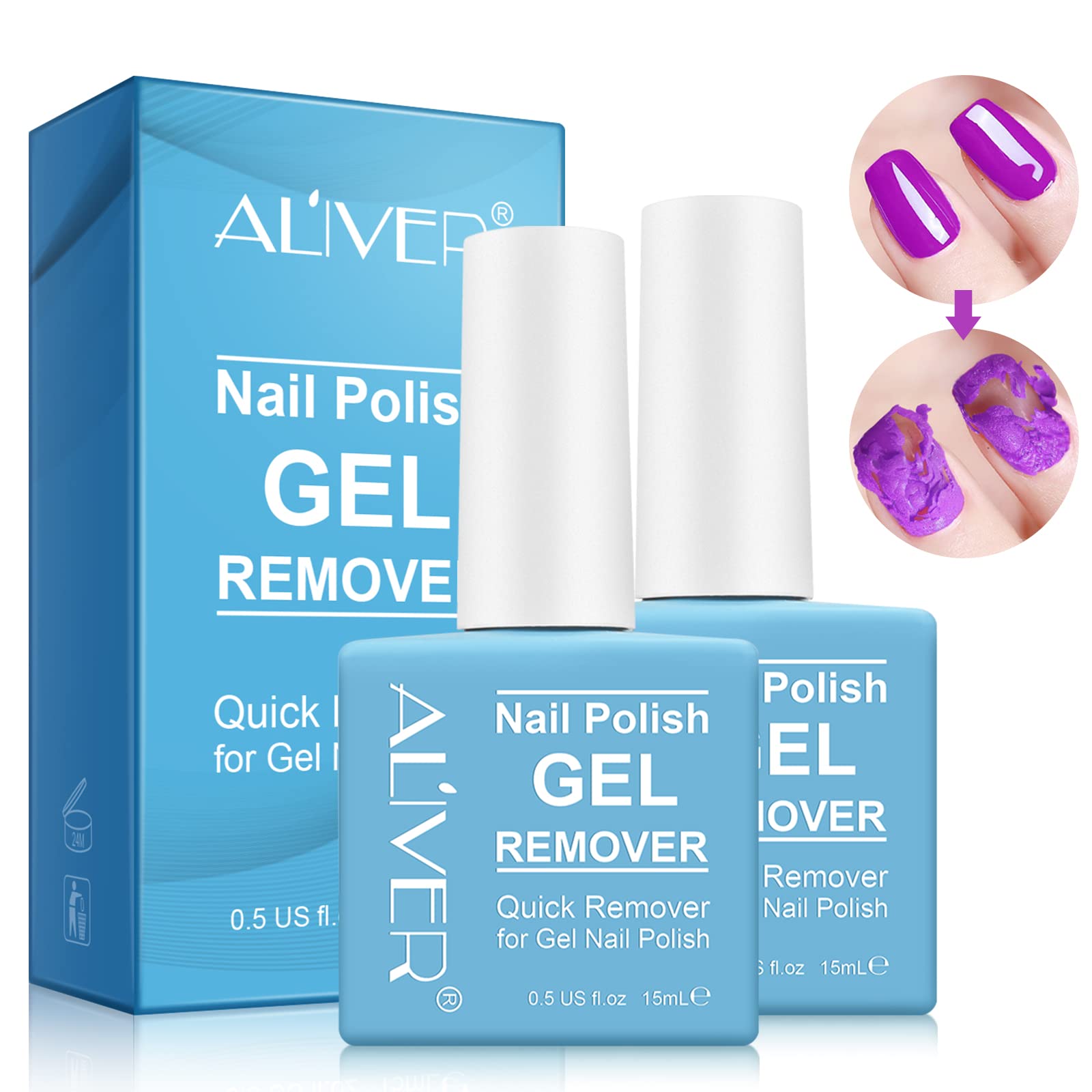 Gel Nail Polish Remover - Professional Removes Nail Polish in 3-5 Minutes, Quickly & Easily, Not Hurt Nails, blue, 54.50 g (Pack of 2)