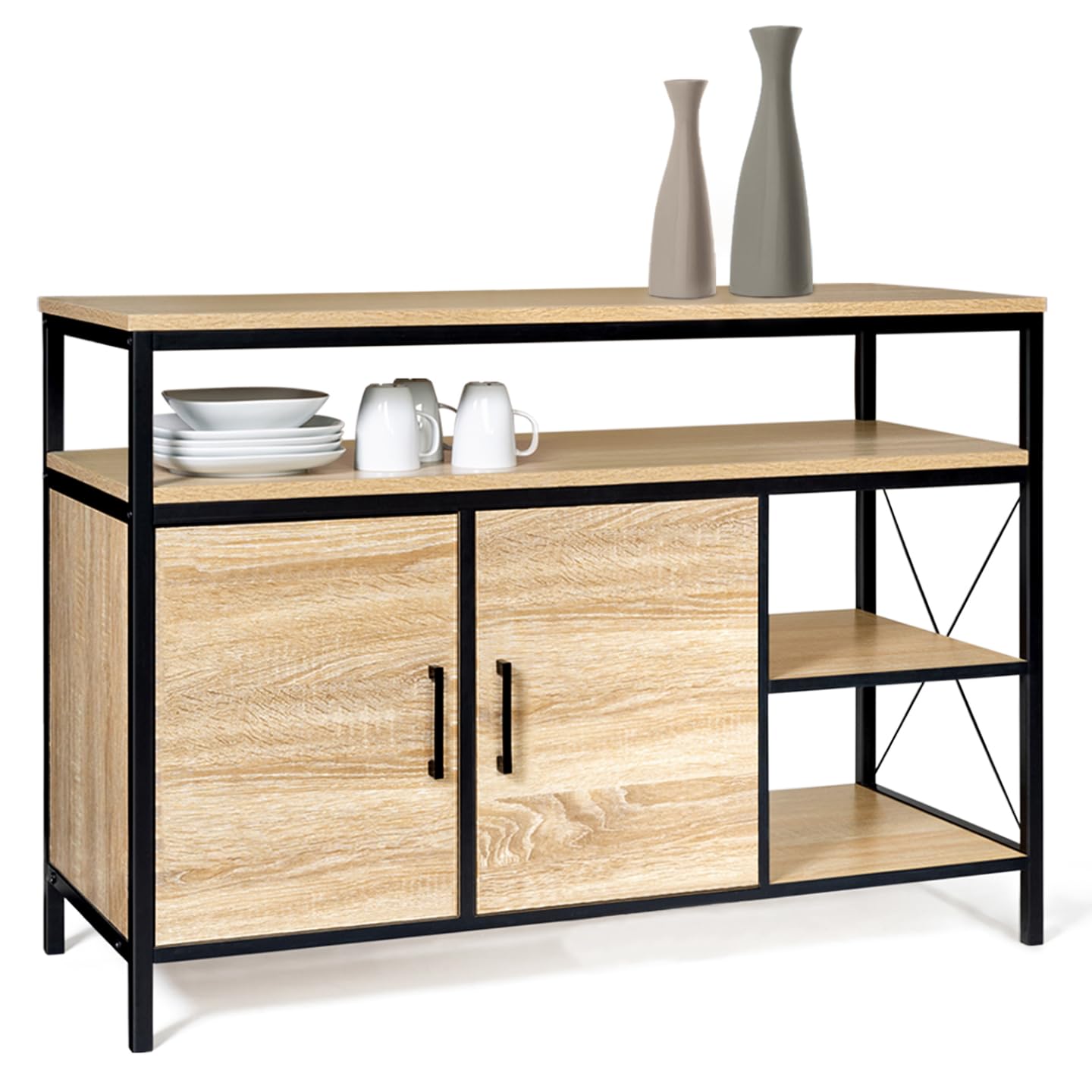 IDMarket - Aparador bajo 2 puertas 100 cm Detroit Design Industrial