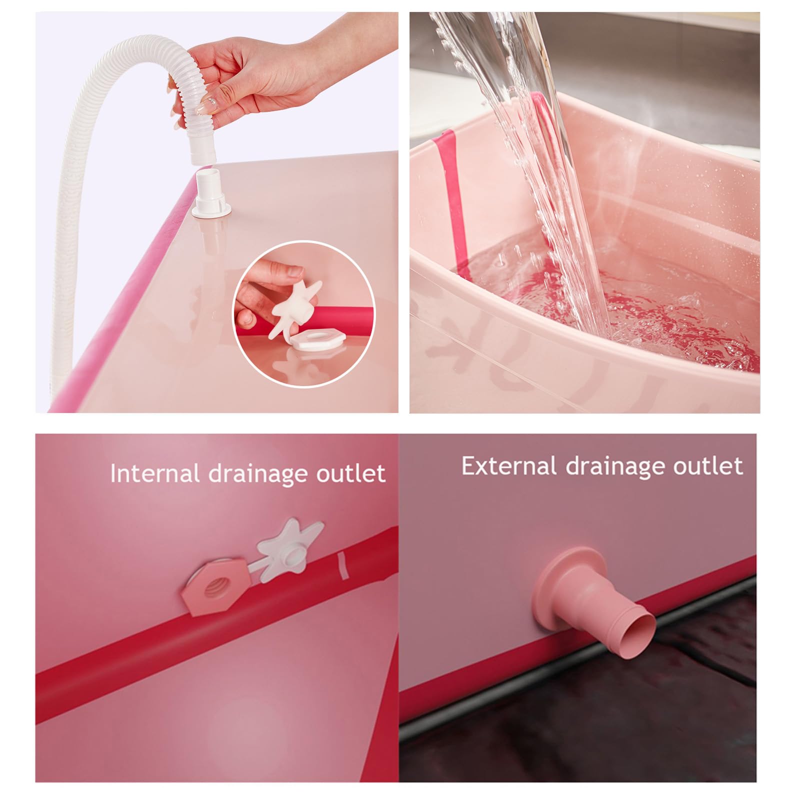 2-in-1 Klappwanne für Haustier & Kleinkind, Multifunktionale Portable Badewanne mit Ablauf, Ideal für Fellpflege und Babybad, Platzsparend Praktisch und Tragbar (Rosa)