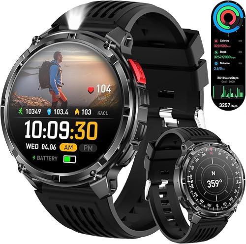Reloj inteligente para hombre para teléfonos Android y iPhone, relojes inteligentes deportivos militares para hombres, reloj de seguimiento de