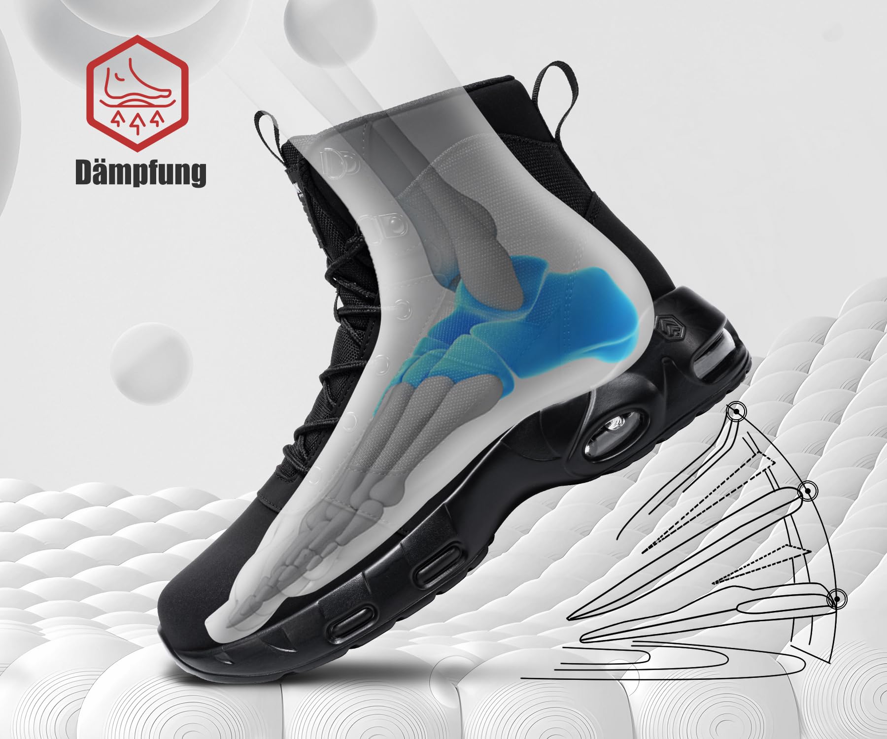 LARNMERN Sicherheitsstiefel Herren Damen Leicht Arbeitsschuhe Hoch | Sicherheitsschuhe Stahlkappenschuhe Wasserdicht Schwarz Bequeme Atmungsaktive Dämpfung Sportlich Industrie Lager