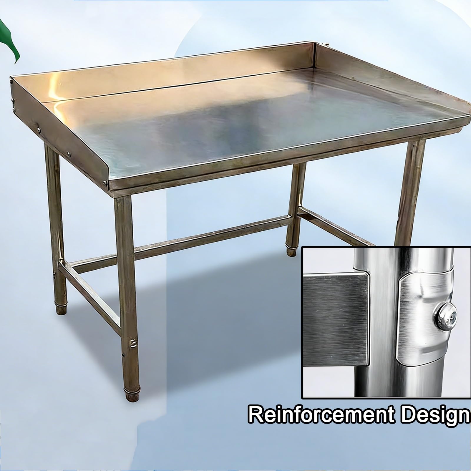 Mesa Taller de Acero Inoxidable con Salpicaderas en Tres Lados Mesas Trabajo Comercial de Un Solo Nivel Travesaños Reforzados en Las pata patas Ajustables Adecuado para Restaurantes Y Domésticas