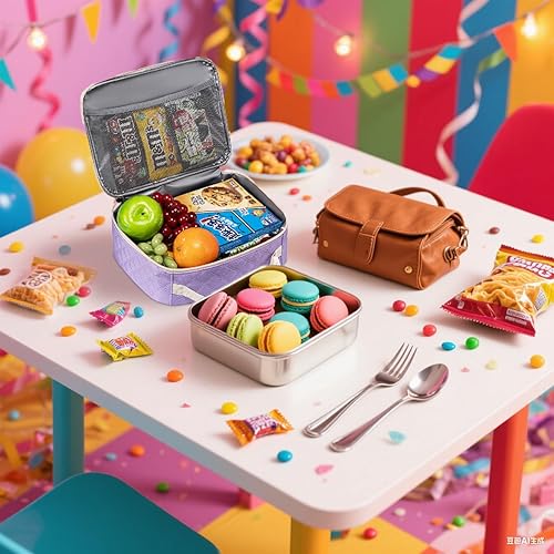 Miniatura 6 de Lonchera para niñas adolescentes con bolsa de aperitivos para niños de regreso a la escuela, bolsa de almuerzo aislada para lonchera preparada, se