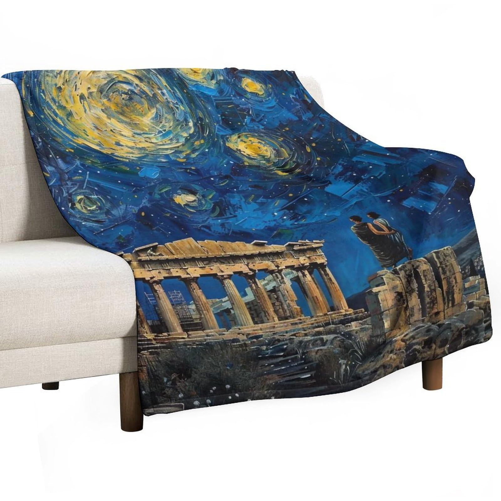YHGSREUOH Starry Night in Athens 03 Flannel Blankets Fleece Soft Throw Lightweight Plush Gifts for Couch, Bed, Cozy Sofa Plush, Chair, Lovers 150x200cm(60x80in)