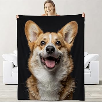 Corgi Blanket for Corgis Lovers Adults Kids, Flannel Corgi Blankets Gifts, Corgi Throw Blanket for Sofa Couch Bed Living Room Soft Warm Cozy Corgi Decor 40" x 50"