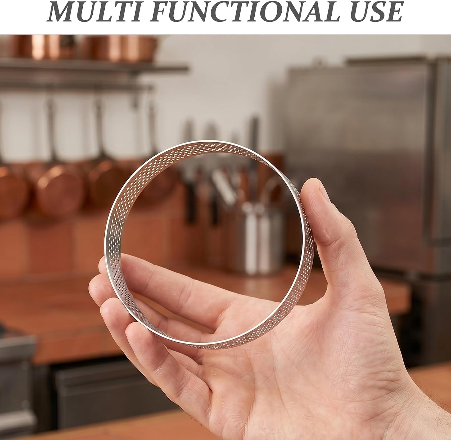 10pcs Tart Rings for Baking - 4-Inch Perforated Cake Molds - Stainless Steel Pastry Mould - Round Cookie Cutter for French Dessert Fruit Crust English Muffin