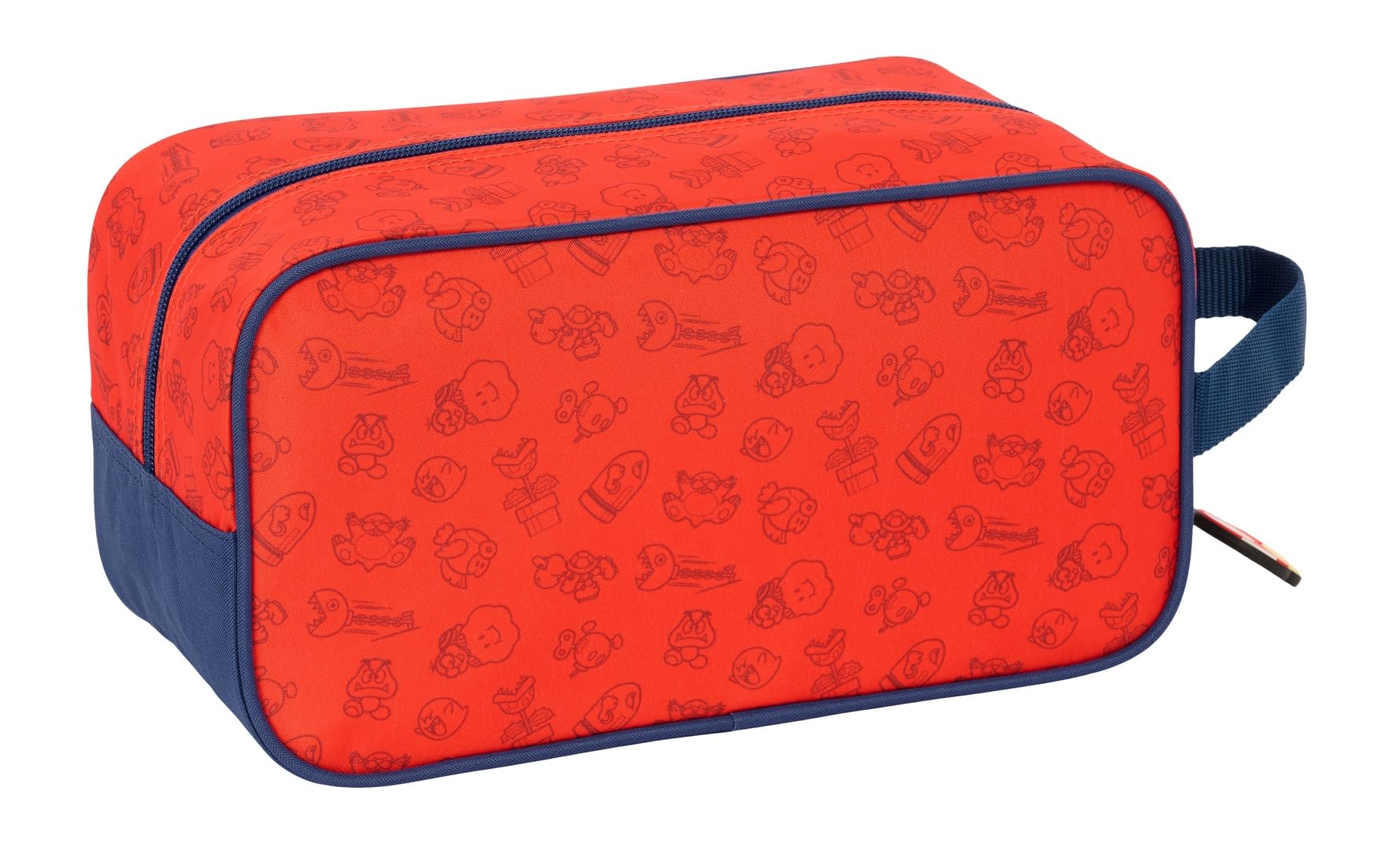 Super Mario Trick - Sac à Chaussures Moyen, Polyvalent, Sac à Chaussures, Sport, extrascolaire, Football, Confortable et Polyvalent, 29 x 14 x 15 cm, Bleu foncé/Rouge, M, Décontracté