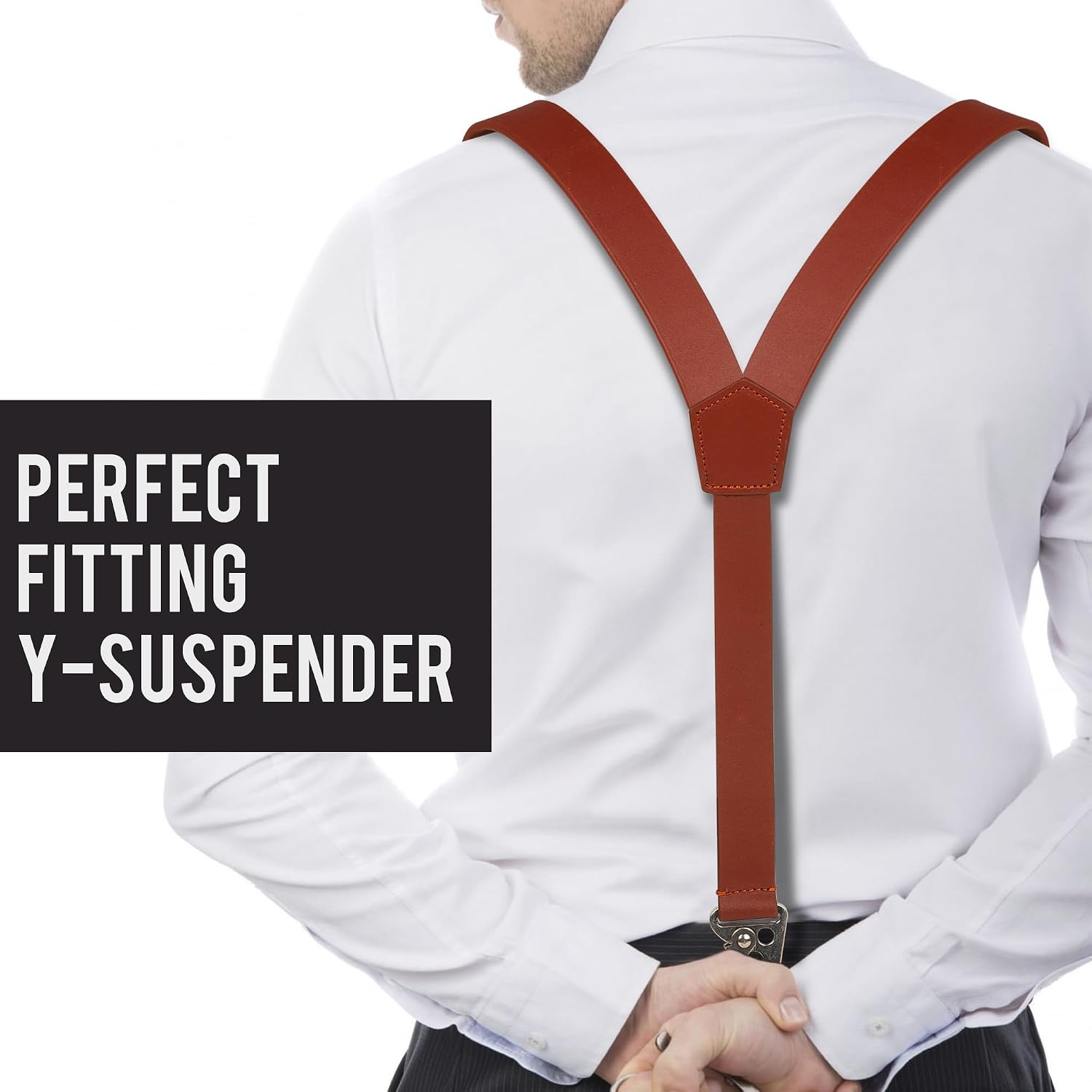 Full Grain Leather Suspender for Men | Vintage Leather Suspenders | Y Design | Groomsmen Wedding Gifts
