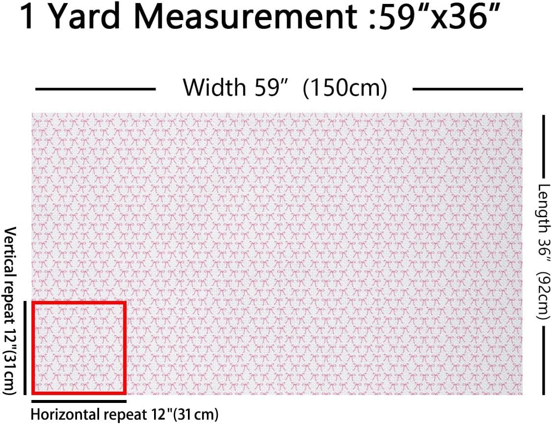 Pink Bowknot Fabric by The Yard Princess Dreamy Watercolor Ribbon Knot Fabric for Girls Sewing Supplies Girly Graffiti Simple Decor Fabric for DIY Upholstery and Home Accents 2 Yards,72" L x 59" W