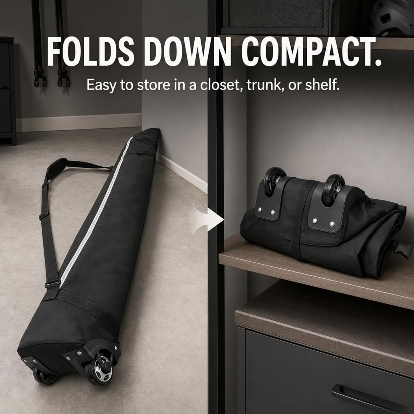 Sac de ski rembourré à roulettes pour voyage en avion, le sac de ski rembourré peut accueillir des skis jusqu'à 200 cm.