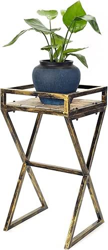 ORE International Plant Stand - Stone Top & Metal Indoor