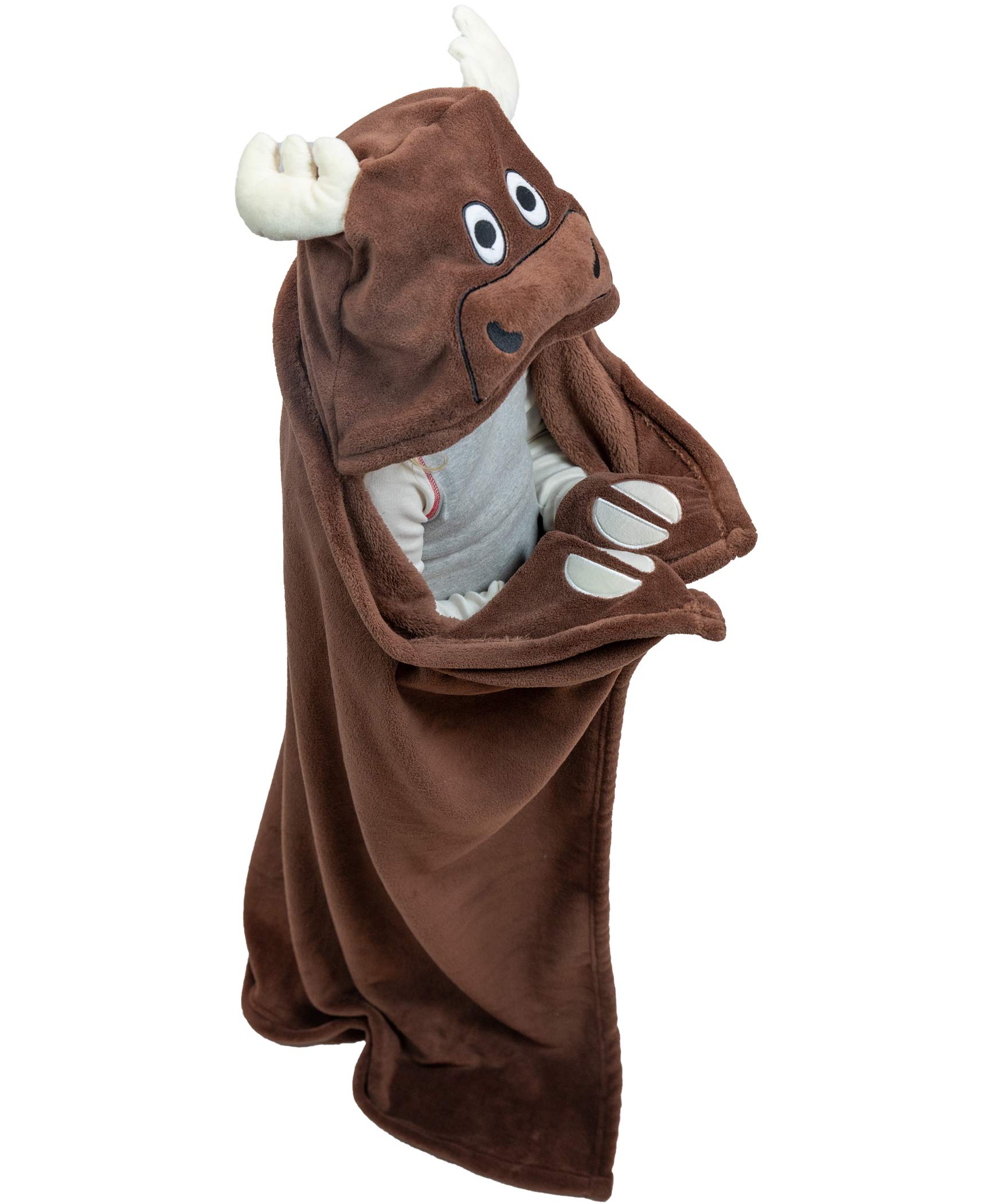 Lazy OneBrown Hooded Critter Fleece Blanket Moose