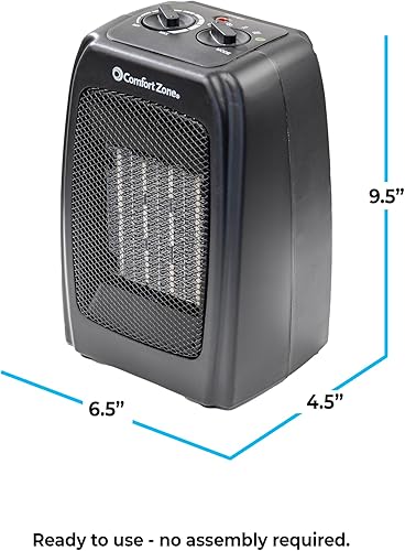 Miniatura 7 de Comfort Zone CZ442E - Calentador de cerámica personal de ahorro de energía, portátil de 1500 W con termostato ajustable, interruptor de inclinación